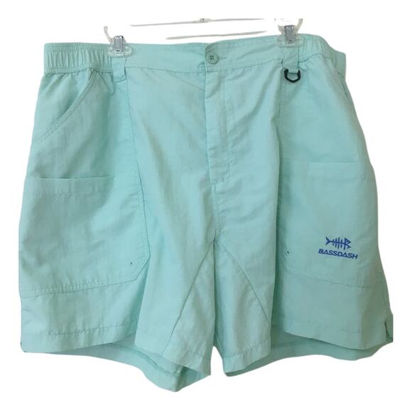 BassDash Men's 2XL Shorts, Light Blue, Button Elastic Waist, Belt Loops, Pockets - Picture 1 of 5